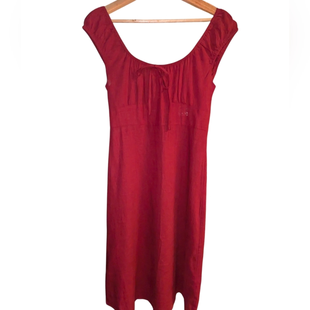 Forever 21 NWOT Women's Size Small Maroon Milkmaid Dress Back Buttons